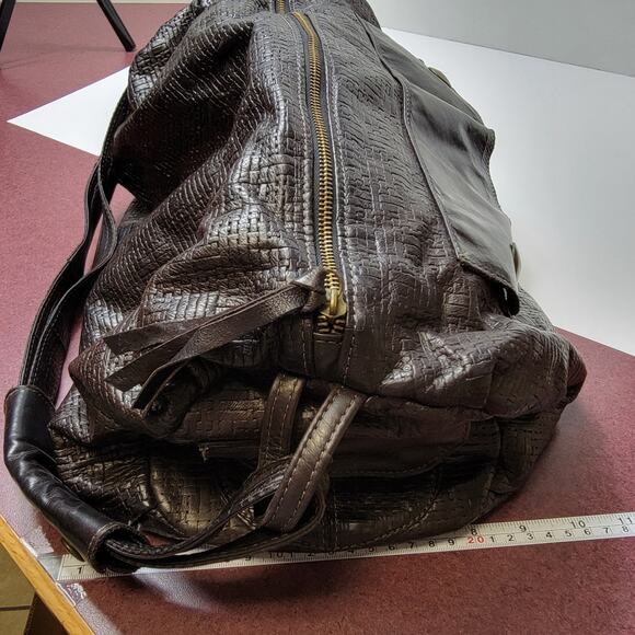 Aleya New York Genuine Woven Leather Brown Shoulder Purse Bag Vintage Travel - Picture 6 of 12